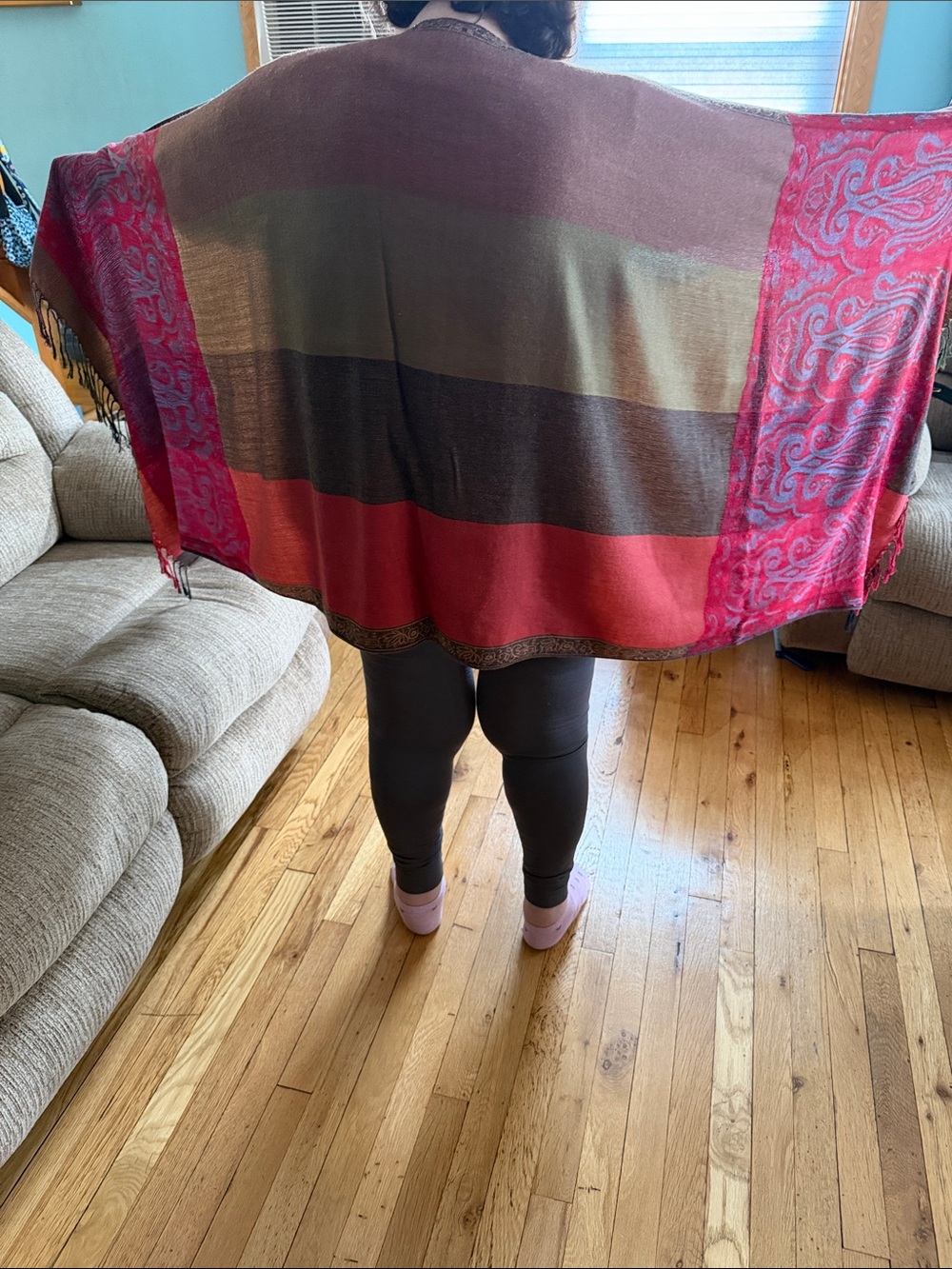 Multicolored Poshmina shawl 70” by 28”